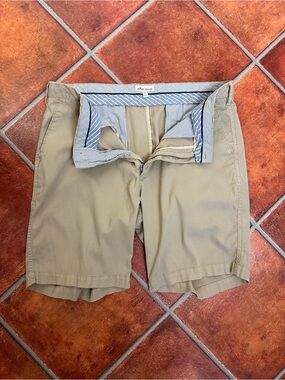 Peter Millar Tan Flat-Front Cotton Blend Shorts